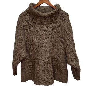 Ivan Grundahl Brown Cableknit Turtleneck Sweater Size Small Oversized